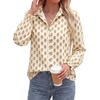 image:imageBTFBM Long Sleeve Blouses for Women Floral V Neck Button Down Shirts Smocked Cuffs Business Casual Summer Outfits 2026Floral Apricot Yellow
