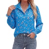 image:imageBTFBM Long Sleeve Blouses for Women Floral V Neck Button Down Shirts Smocked Cuffs Business Casual Summer Outfits 2026Floral Blue Orange