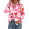 image:imageBTFBM Long Sleeve Blouses for Women Floral V Neck Button Down Shirts Smocked Cuffs Business Casual Summer Outfits 2026Floral Pink