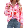image:imageBTFBM Long Sleeve Blouses for Women Floral V Neck Button Down Shirts Smocked Cuffs Business Casual Summer Outfits 2026Floral Pink