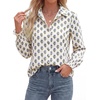image:imageBTFBM Long Sleeve Blouses for Women Floral V Neck Button Down Shirts Smocked Cuffs Business Casual Summer Outfits 2026Floral White Blue