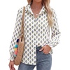 image:imageBTFBM Long Sleeve Blouses for Women Floral V Neck Button Down Shirts Smocked Cuffs Business Casual Summer Outfits 2026Floral White Blue