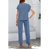 image:imageBTFBM Womens Two Piece Tracksuit Outfits Summer Short Sleeve Tops Long Pants Jogger Lounge Matching Sets SweatsuitGrey Blue