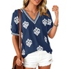 image:imageBTFBM Casual Summer T Shirts Going Out Tops for Women Beach Vacation Clothes Short Sleeve Blouses V Neck Boho TunicsBlue White Flower