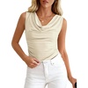 image:imageBTFBM Cowl Neck Tops for Women 2026 Sleeveless Going Out Business Casual Tank Top Spring Summer Outfits Fashion ClothingApricot
