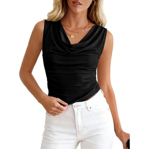 image:imageBTFBM Cowl Neck Tops for Women 2026 Sleeveless Going Out Business Casual Tank Top Spring Summer Outfits Fashion ClothingBlack