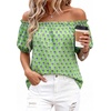 image:imageBTFBM Off The Shoulder Boho Tops for Women 2026 Summer Spring Short Sleeve Floral Loose Resort Beach Vacation ClothesFloral Green Purple