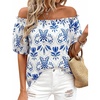 Floral White Blue