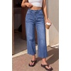image:imageBTFBM Jeans for Women 2026 Summer High Waisted Button Straight Leg Stretchy Cropped Raw Hem Trendy Denim Pants PocketsBright Blue