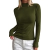image:imageBTFBM Mock Turtleneck Tops for Women Long Sleeve Shirts Fitted Fall Fashion Clothing Basic Thermal Layering UndershirtsArmy Green