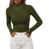 image:imageBTFBM Mock Turtleneck Tops for Women Long Sleeve Shirts Fitted Fall Fashion Clothing Basic Thermal Layering UndershirtsArmy Green