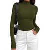 image:imageBTFBM Mock Turtleneck Tops for Women Long Sleeve Shirts Fitted Fall Fashion Clothing Basic Thermal Layering UndershirtsArmy Green