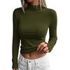 image:imageBTFBM Mock Turtleneck Tops for Women Long Sleeve Shirts Fitted Fall Fashion Clothing Basic Thermal Layering UndershirtsArmy Green