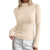image:imageBTFBM Mock Turtleneck Tops for Women Long Sleeve Shirts Fitted Fall Fashion Clothing Basic Thermal Layering UndershirtsBeige