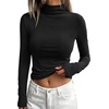image:imageBTFBM Mock Turtleneck Tops for Women Long Sleeve Shirts Fitted Fall Fashion Clothing Basic Thermal Layering UndershirtsBlack