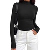 image:imageBTFBM Mock Turtleneck Tops for Women Long Sleeve Shirts Fitted Fall Fashion Clothing Basic Thermal Layering UndershirtsBlack