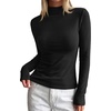 image:imageBTFBM Mock Turtleneck Tops for Women Long Sleeve Shirts Fitted Fall Fashion Clothing Basic Thermal Layering UndershirtsBlack
