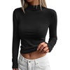 image:imageBTFBM Mock Turtleneck Tops for Women Long Sleeve Shirts Fitted Fall Fashion Clothing Basic Thermal Layering UndershirtsBlack