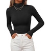 image:imageBTFBM Mock Turtleneck Tops for Women Long Sleeve Shirts Fitted Fall Fashion Clothing Basic Thermal Layering UndershirtsBlack