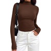 image:imageBTFBM Mock Turtleneck Tops for Women Long Sleeve Shirts Fitted Fall Fashion Clothing Basic Thermal Layering UndershirtsBrown