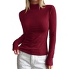image:imageBTFBM Mock Turtleneck Tops for Women Long Sleeve Shirts Fitted Fall Fashion Clothing Basic Thermal Layering UndershirtsBurgundy