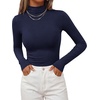 image:imageBTFBM Mock Turtleneck Tops for Women Long Sleeve Shirts Fitted Fall Fashion Clothing Basic Thermal Layering UndershirtsNavy Blue