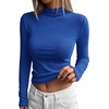 image:imageBTFBM Mock Turtleneck Tops for Women Long Sleeve Shirts Fitted Fall Fashion Clothing Basic Thermal Layering UndershirtsRoyal Blue