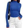 image:imageBTFBM Mock Turtleneck Tops for Women Long Sleeve Shirts Fitted Fall Fashion Clothing Basic Thermal Layering UndershirtsRoyal Blue