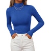 image:imageBTFBM Mock Turtleneck Tops for Women Long Sleeve Shirts Fitted Fall Fashion Clothing Basic Thermal Layering UndershirtsRoyal Blue