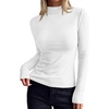 image:imageBTFBM Mock Turtleneck Tops for Women Long Sleeve Shirts Fitted Fall Fashion Clothing Basic Thermal Layering UndershirtsWhite
