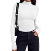 image:imageBTFBM Mock Turtleneck Tops for Women Long Sleeve Shirts Fitted Fall Fashion Clothing Basic Thermal Layering UndershirtsWhite