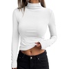 image:imageBTFBM Mock Turtleneck Tops for Women Long Sleeve Shirts Fitted Fall Fashion Clothing Basic Thermal Layering UndershirtsWhite