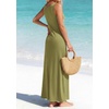 image:imageBTFBM Satin Dress Sleeveless Scoop Neck Summer Dresses for Women Elegant 2026 Loose Party Sundresses Fashion ClothingArmy Green
