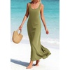 image:imageBTFBM Satin Dress Sleeveless Scoop Neck Summer Dresses for Women Elegant 2026 Loose Party Sundresses Fashion ClothingArmy Green