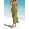 image:imageBTFBM Satin Dress Sleeveless Scoop Neck Summer Dresses for Women Elegant 2026 Loose Party Sundresses Fashion ClothingArmy Green