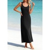 image:imageBTFBM Satin Dress Sleeveless Scoop Neck Summer Dresses for Women Elegant 2026 Loose Party Sundresses Fashion ClothingBlack