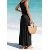 image:imageBTFBM Satin Dress Sleeveless Scoop Neck Summer Dresses for Women Elegant 2026 Loose Party Sundresses Fashion ClothingBlack