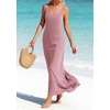 image:imageBTFBM Satin Dress Sleeveless Scoop Neck Summer Dresses for Women Elegant 2026 Loose Party Sundresses Fashion ClothingPink