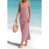 image:imageBTFBM Satin Dress Sleeveless Scoop Neck Summer Dresses for Women Elegant 2026 Loose Party Sundresses Fashion ClothingPink