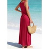 image:imageBTFBM Satin Dress Sleeveless Scoop Neck Summer Dresses for Women Elegant 2026 Loose Party Sundresses Fashion ClothingRed