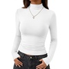 image:imageBTFBM Mock Turtleneck Tops for Women Long Sleeve Shirts Fitted Fall Fashion Clothing Basic Thermal Layering UndershirtsWhite