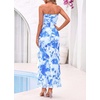 image:imageBTFBM Off The Shoulder Dresses for Women Summer 2026 Strapless Ruffle Slit Formal Wedding Guest Dress Cocktail PartyFloral Light Blue