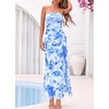 image:imageBTFBM Off The Shoulder Dresses for Women Summer 2026 Strapless Ruffle Slit Formal Wedding Guest Dress Cocktail PartyFloral Light Blue