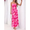 image:imageBTFBM Off The Shoulder Dresses for Women Summer 2026 Strapless Ruffle Slit Formal Wedding Guest Dress Cocktail PartyFloral Pink