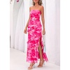 image:imageBTFBM Off The Shoulder Dresses for Women Summer 2026 Strapless Ruffle Slit Formal Wedding Guest Dress Cocktail PartyFloral Pink