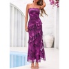 image:imageBTFBM Off The Shoulder Dresses for Women Summer 2026 Strapless Ruffle Slit Formal Wedding Guest Dress Cocktail PartyFloral Purple