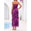 image:imageBTFBM Off The Shoulder Dresses for Women Summer 2026 Strapless Ruffle Slit Formal Wedding Guest Dress Cocktail PartyFloral Purple