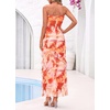 image:imageBTFBM Off The Shoulder Dresses for Women Summer 2026 Strapless Ruffle Slit Formal Wedding Guest Dress Cocktail PartyWatercolour Orange