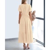 image:imageBTFBM Womens Summer 2026 Casual Midi Maxi Dresses Lightweight Short Sleeve V Neck Elastic Waist Boho Beach Dress PocketsApricot