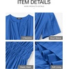 image:imageBTFBM Womens Summer 2026 Casual Midi Maxi Dresses Lightweight Short Sleeve V Neck Elastic Waist Boho Beach Dress PocketsBlue